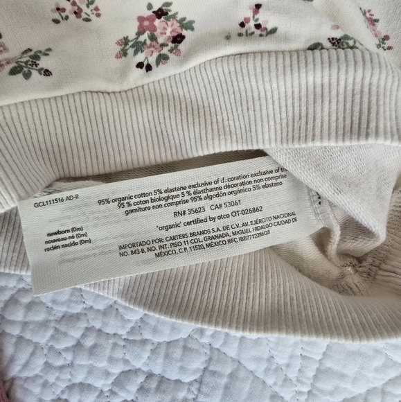 Carter's Little Planet Organic Cotton 2 PC FloralPullover And Pants Set Newborn - Picture 6 of 11